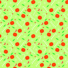 Christmas holiday pattern with oranges fruit.Christmas background for textile , wrapping, fabric	