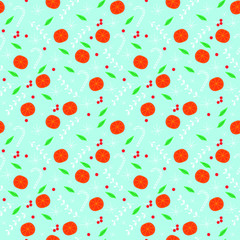 Christmas holiday pattern with oranges fruit.Christmas background for textile , wrapping, fabric