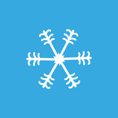 Simple whrite winter snowlake. Christmas vector icon.