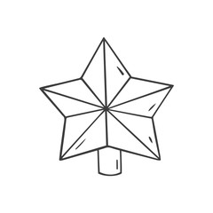 Christmas star decoration in doodle sketch style.