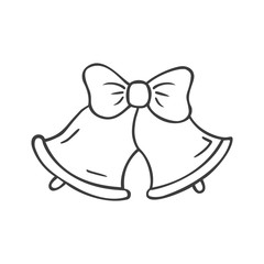 Christmas bells  in doodle sketch style.