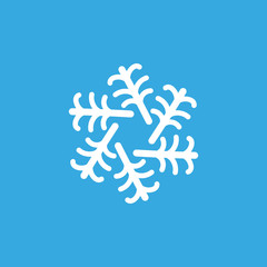 Simple whrite winter snowlake. Christmas vector icon.