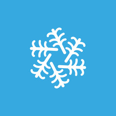 Simple whrite winter snowlake. Christmas vector icon.