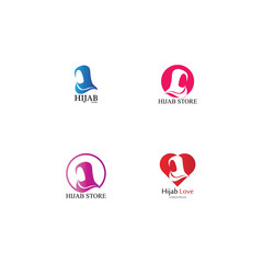 muslimah hijab logo template vector illustration design-vector