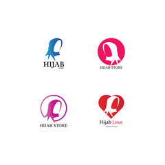 muslimah hijab logo template vector illustration design-vector