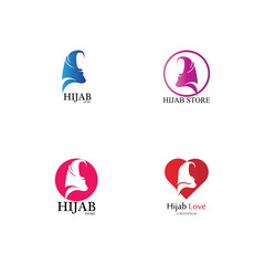 muslimah hijab logo template vector illustration design-vector