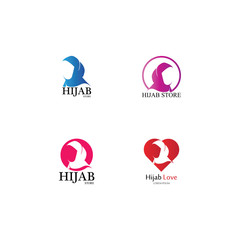 muslimah hijab logo template vector illustration design-vector