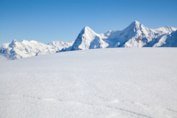amazing snow covered peaks in the Swiss alps Jungfrau region from Schilthorn