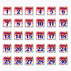 Set of buttons with calendar dates for the month of November. For planning important days. Banners for holidays and special days. Illustration with dark background.