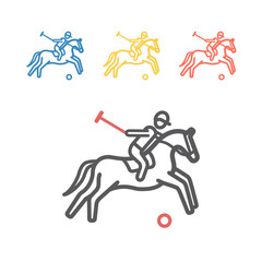 Fototapeta na wymiar Polo player line icon. Vector signs for web graphics.