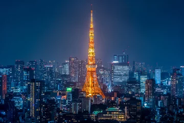 Deurstickers Tokio Nachtzicht van Tokyo Japan Nachtzicht van Tokyo Japan
