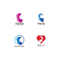 muslimah hijab logo template vector illustration design-vector