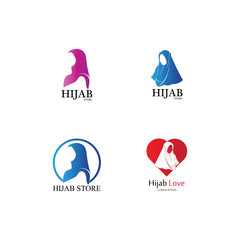 muslimah hijab logo template vector illustration design-vector