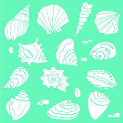 Abstract seashells and pebbles silhouettes. Cutting files. Sea Ocean treasures. Beach winter party.
