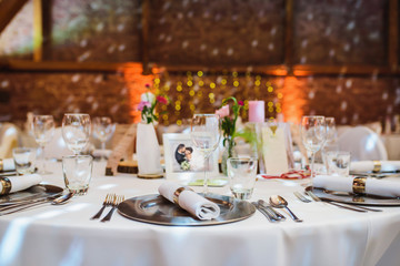 wedding - Elegant candlelight dinner table by night