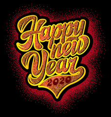 Color vector template with stylish inscription New Year. Lettering