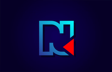 red and blue letter N alphabet logo design icon for business