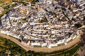 aerial view Mountain village, Ostuni, Apulia, Southern Italy