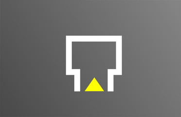 grey white yellow letter T alphabet logo design icon for business