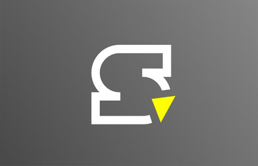 grey white yellow letter S alphabet logo design icon for business