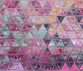 Vintage style old fashion colors triangle mosaic background.