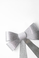 grey bow isolated on white background with copy space. Christmas bow. New Year 2020. Presents