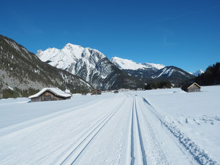Fototapeta na wymiar Langlaufloipe in Scharnitz - Tirol