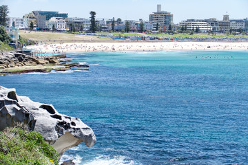 Bondi Beach in Sydney, Australia. Idyllic beach in the eastern suburbs of Sydney.