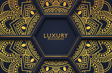 Luxury 3d background with gold mandala ornate for wedding invitation, book cover. Arabesque islamic background