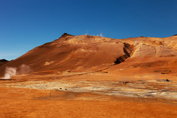 Beautiful dramatic multicolored spring landscape of Iceland like a surface of the planet Mars