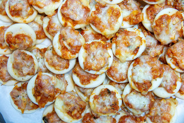  mini ham pizza cheese on top