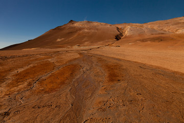 Beautiful dramatic multicolored spring landscape of Iceland like a surface of the planet Mars