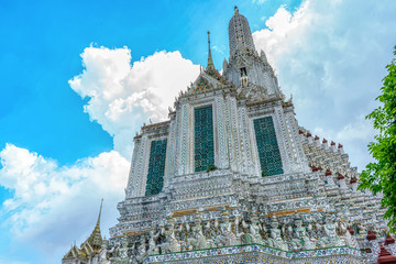Fototapeta premium One landmark of Wat Arunratchawararam in Bangkok, Thailand. A place everyone in every religion can be viewed.