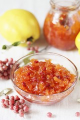 jam (confiture) of quince and berries of SHEPHERDIA. buffalo berry jam