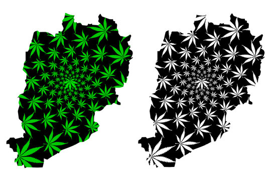 Beni Mellal-Khenifra Region (Kingdom of Morocco, Regions of Morocco) map is designed cannabis leaf green and black, Beni Mellal Khenifra map made of marijuana (marihuana,THC) foliage....