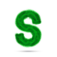 Decorative letter of fir tree isolated on white.