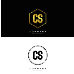 Letter CS circle with hexagon initial logo template vector.