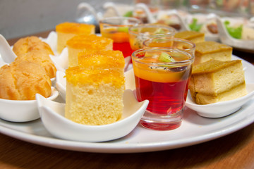  mini assorts dessert on plate for catering