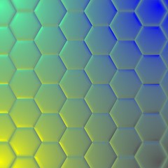 Shiny smooth surface background with hexagonal pattern shapes. 3D illustration