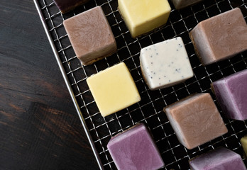 Vegan raw desserts, cakes and candies. Love for a healthy vegan food concept