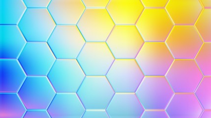 Shiny smooth surface background with hexagonal pattern shapes. 3D illustration