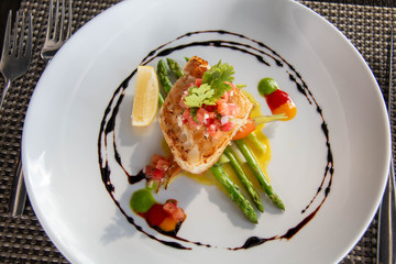  delicious fish steak on white plate