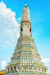 One landmark of Wat Arunratchawararam in Bangkok, Thailand. A place everyone in every religion can be viewed.