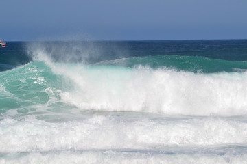 crashing waves and surf