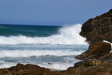 crashing waves and surf