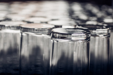 Empty drinking glasses upside down