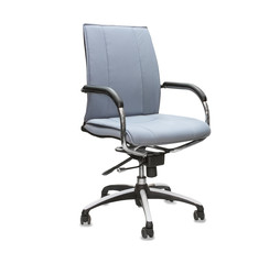 The office chair from grey textile. Isolated over white