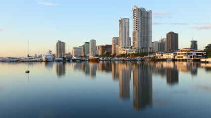 The beautiful skyline of Manila bay at sunset, The Philippines