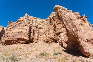 Obraz premium Road through gorge and valley of stones. Charyn canyon. Kazakhstan