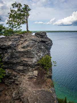 Rocky cliff overlooking Lake Huron